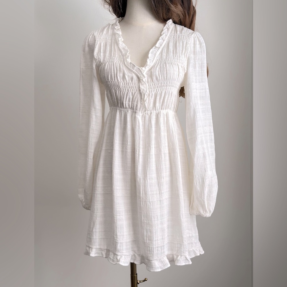 Lucca textured cream  long sleeve short dress, size small